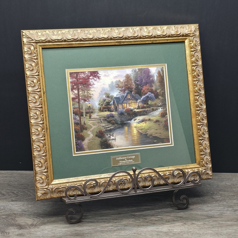 Thomas Kinkade Stillwater Cottage Framed Matted Lithograph Art Print 18x16 New